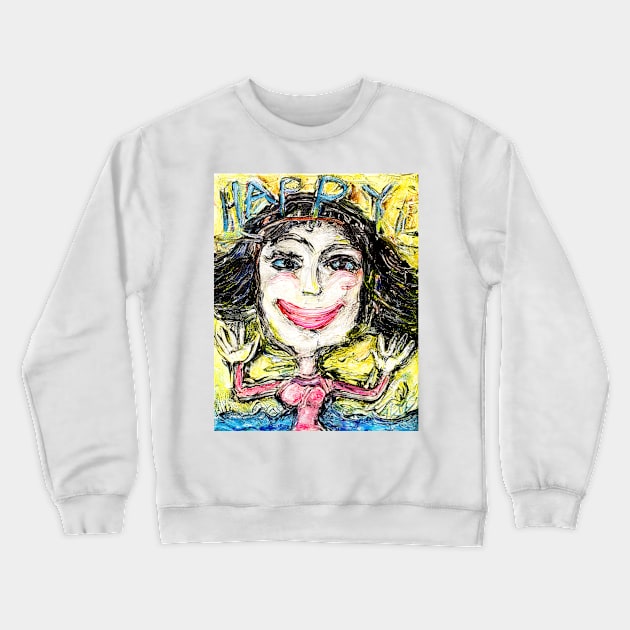 Happy Cheery Smiling Girl Crewneck Sweatshirt by Nalidsa